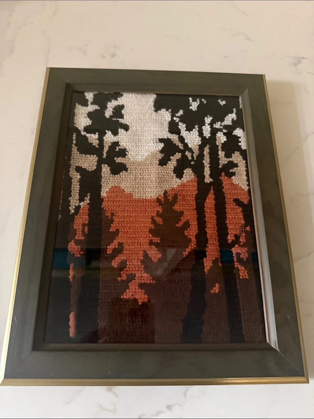 Vintage Woodland Lodge Style Yarn Art in IKEA Frame